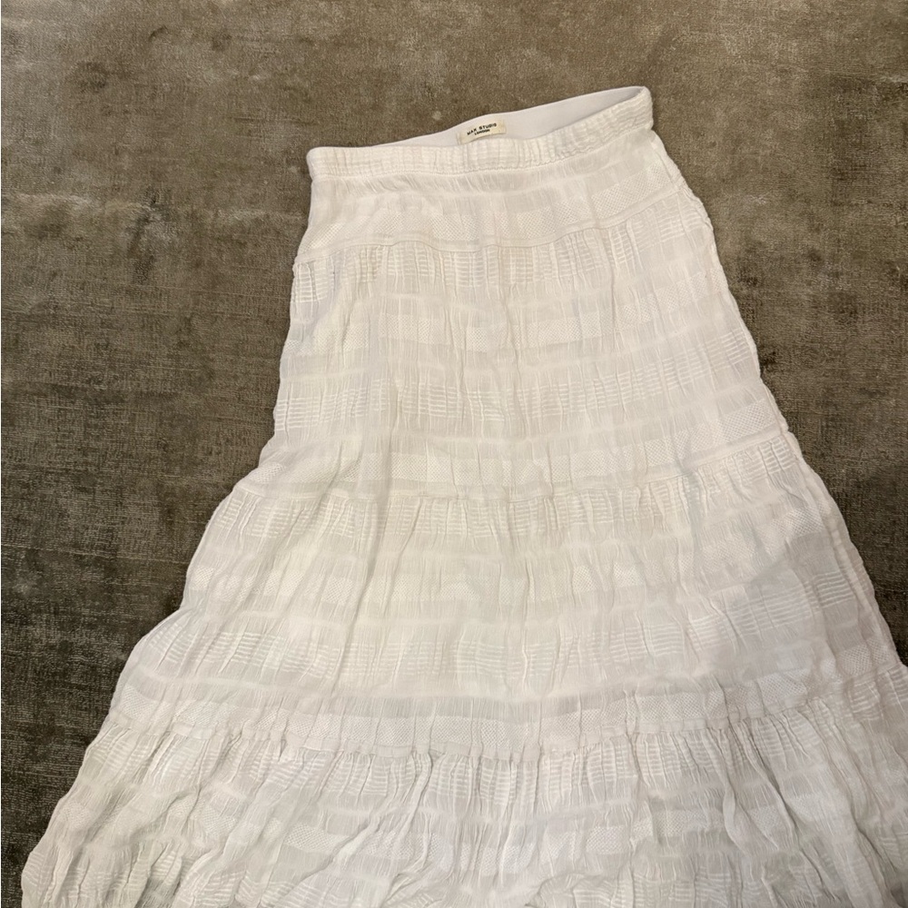 Max Studio Textured White A-Line Skirt